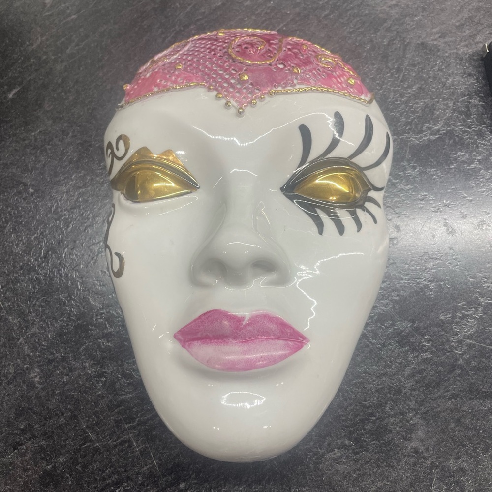 LVintage 22” long porcelain mask wall decor